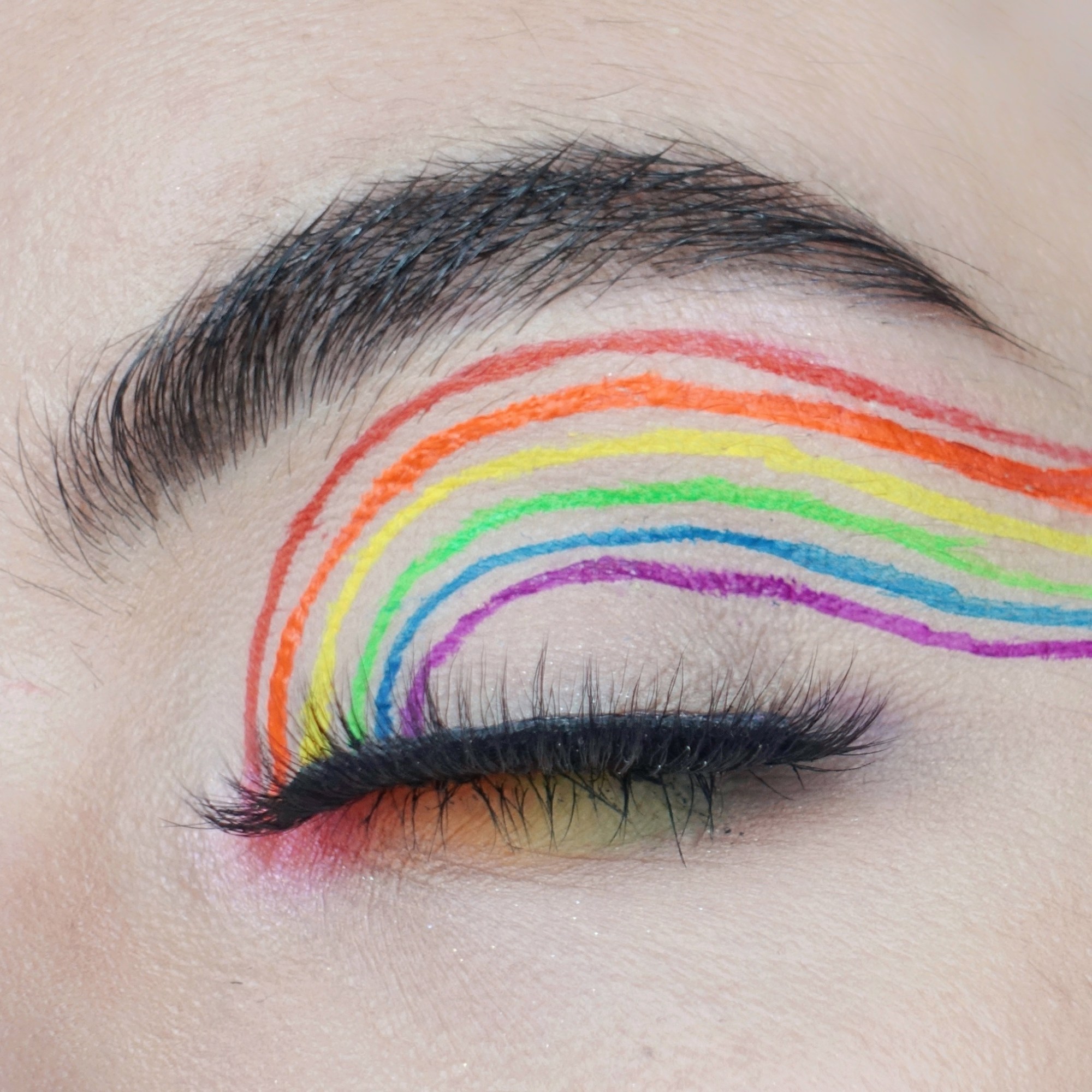 Pride Rainbow Liner Look - using Lash Dupe Split Cake Liner Palette